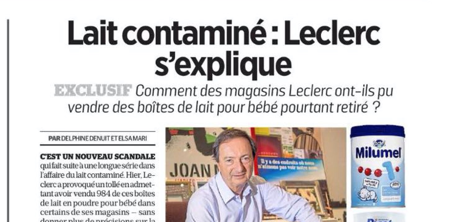Lait Lactalis vendu malgré le rappel : Michel-Edouard Leclerc s’explique Lactalis E.Leclerc